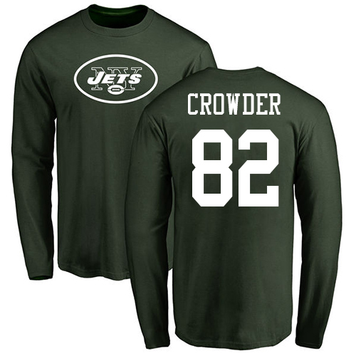 New York Jets Men Green Jamison Crowder Name and Number Logo NFL Football #82 Long Sleeve T Shirt